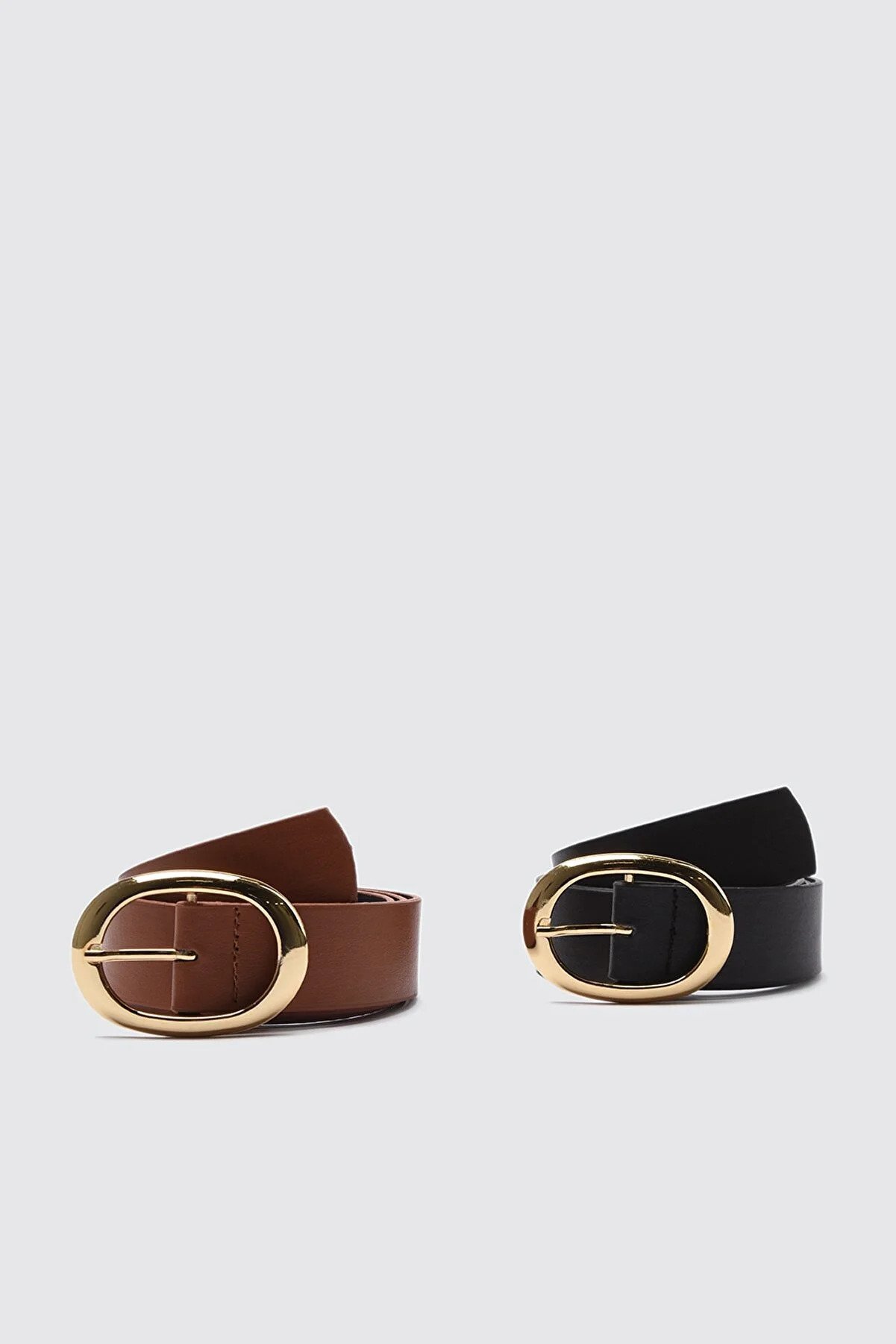 Black-Tan 2 Pack Leather Look Women's Belt