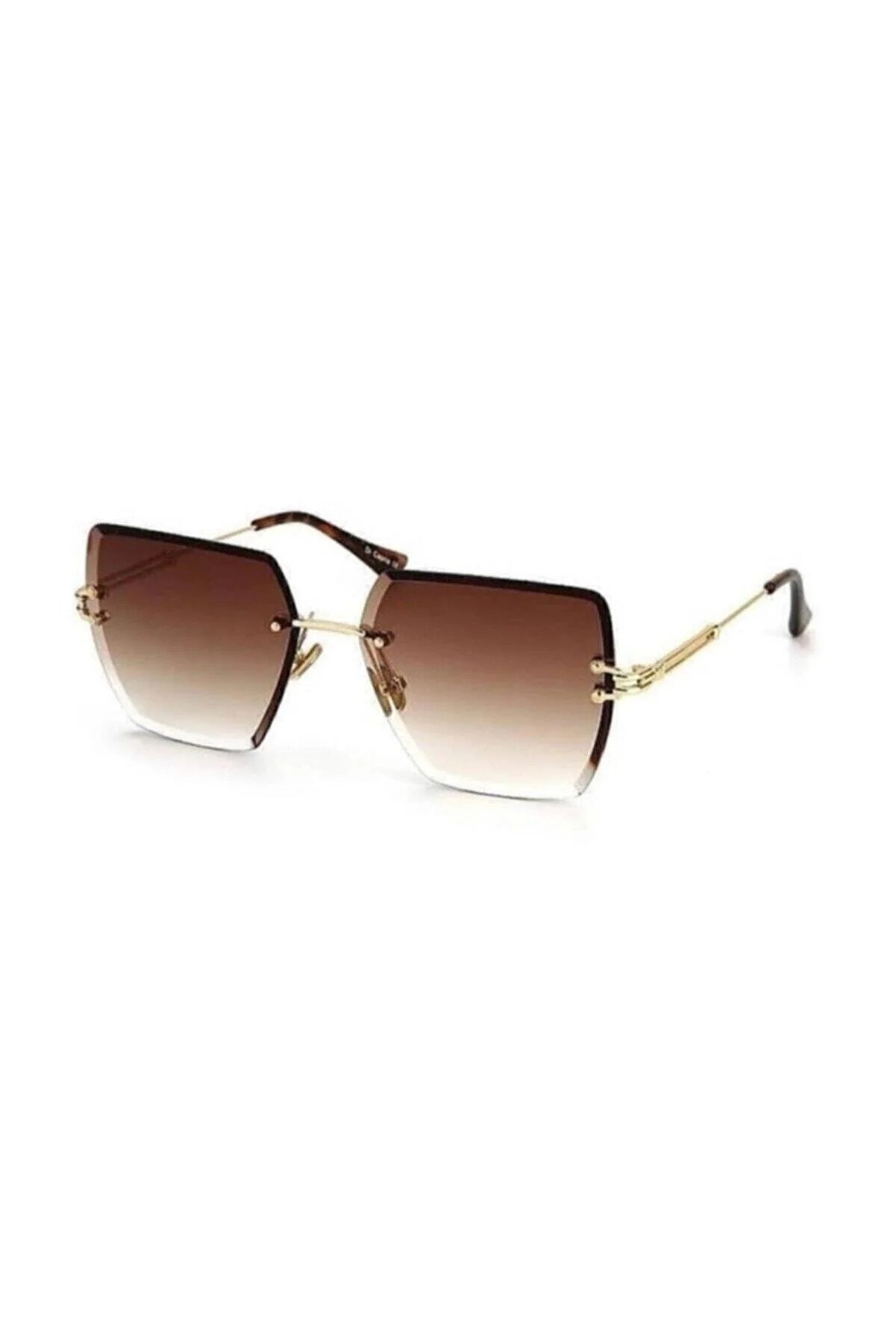 Women's Brown Square Crystal Cut Sunglasses