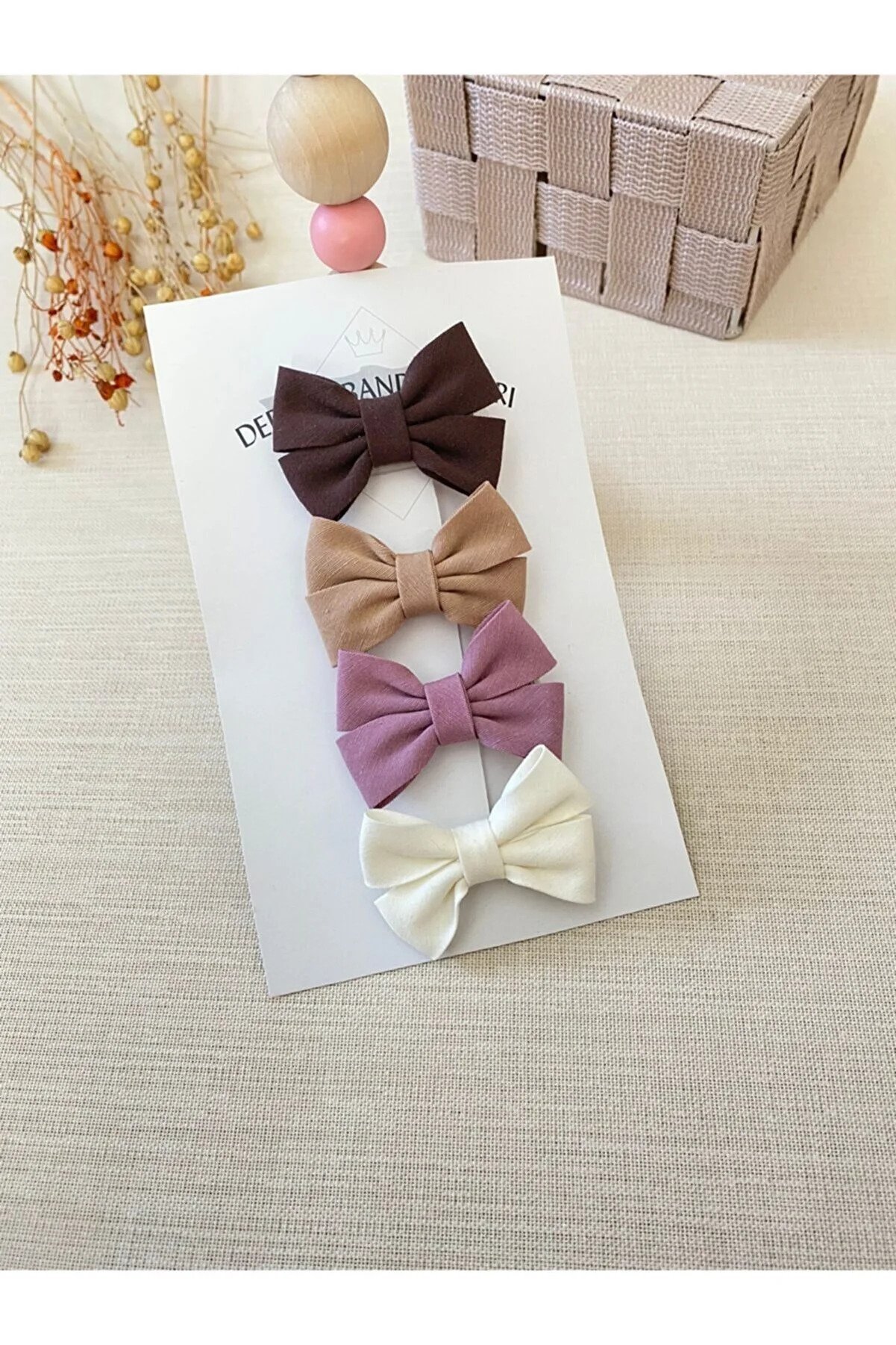 Cream Bow Baby and Children Buckle Set