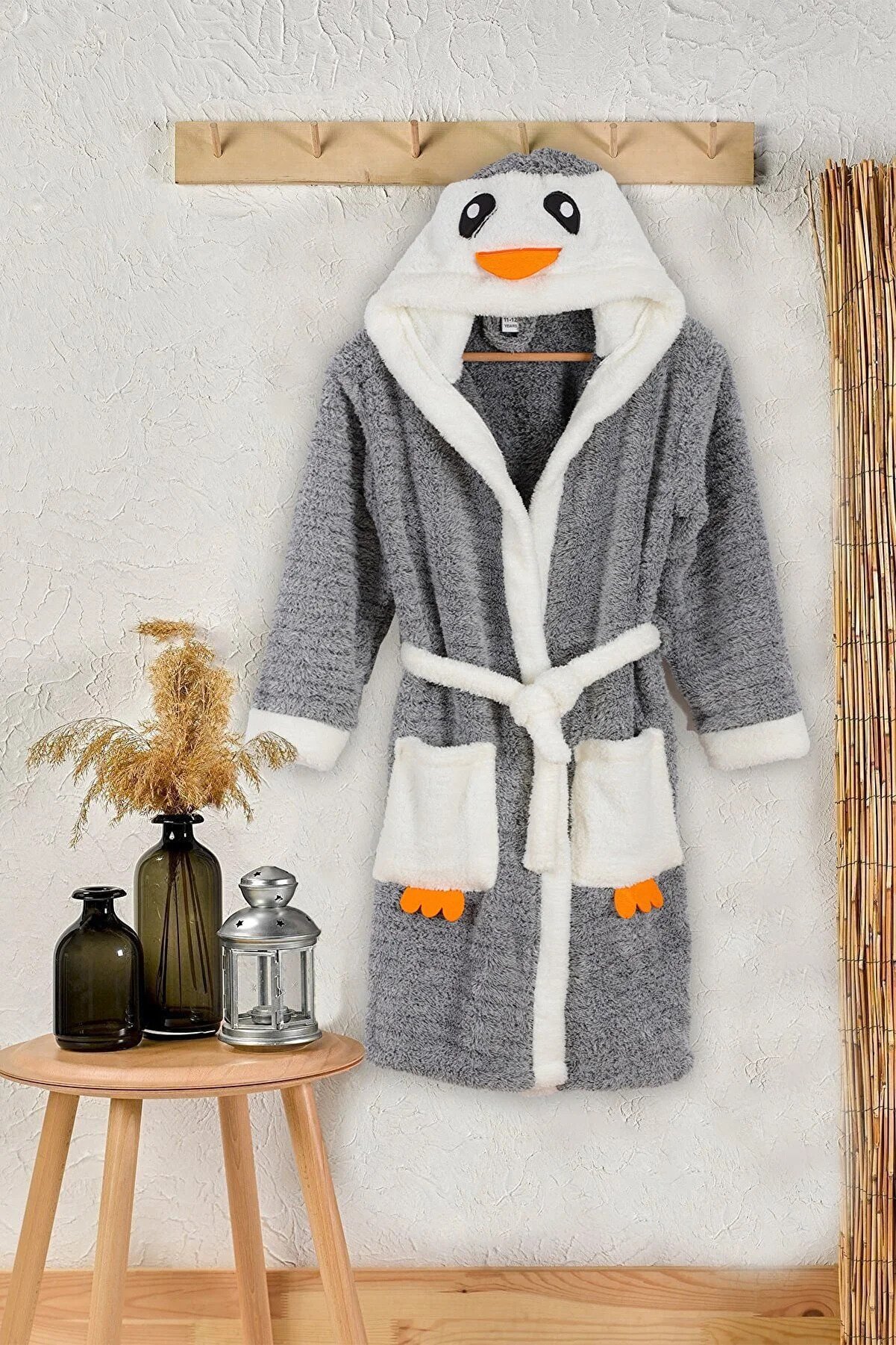 Penguin Embroidered Welsoft Plush Children Youth Fleece Dressing Gown Welsoft So