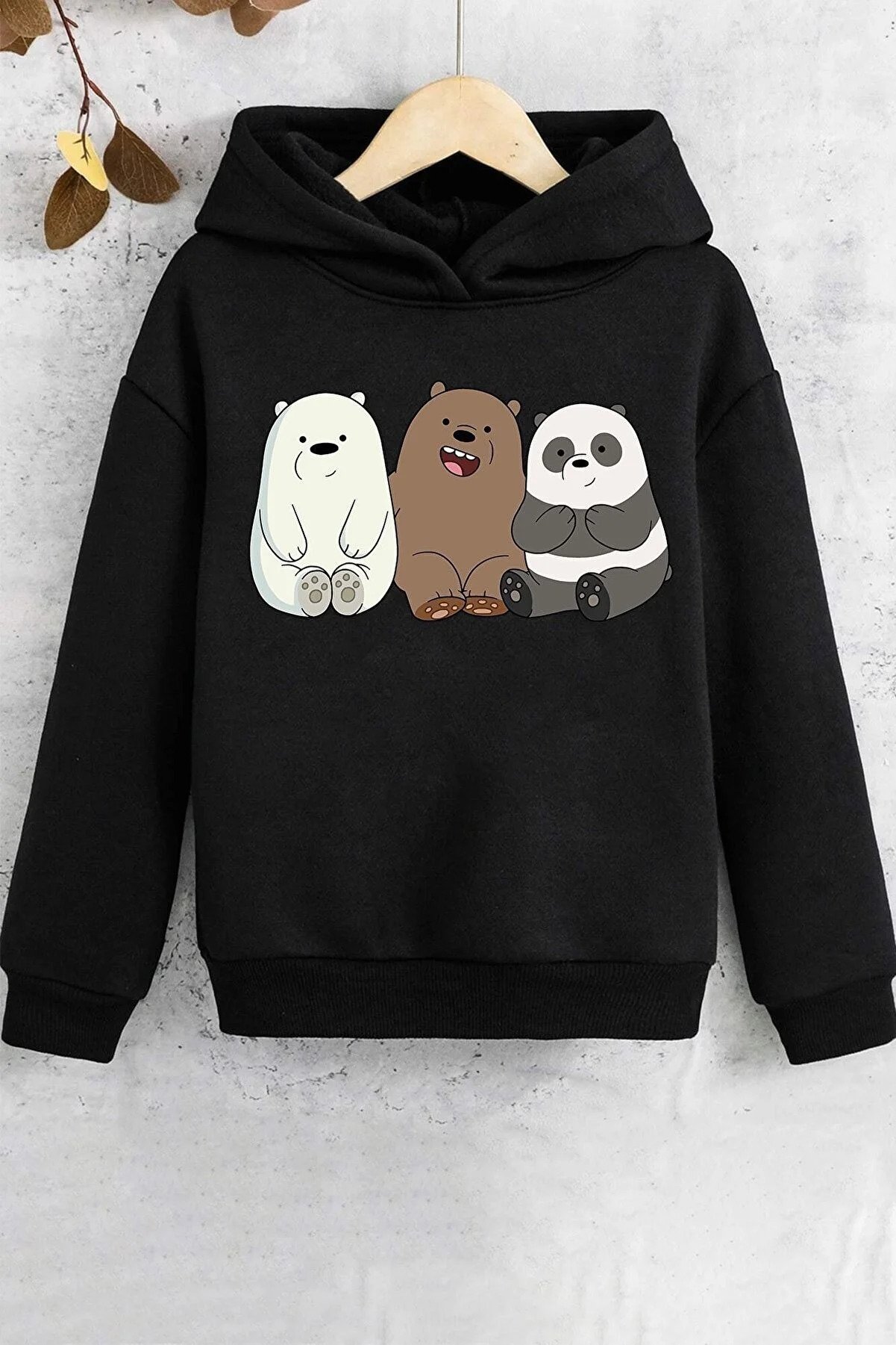 Kids Friendly Bears Printed Sweatshirt BLACK