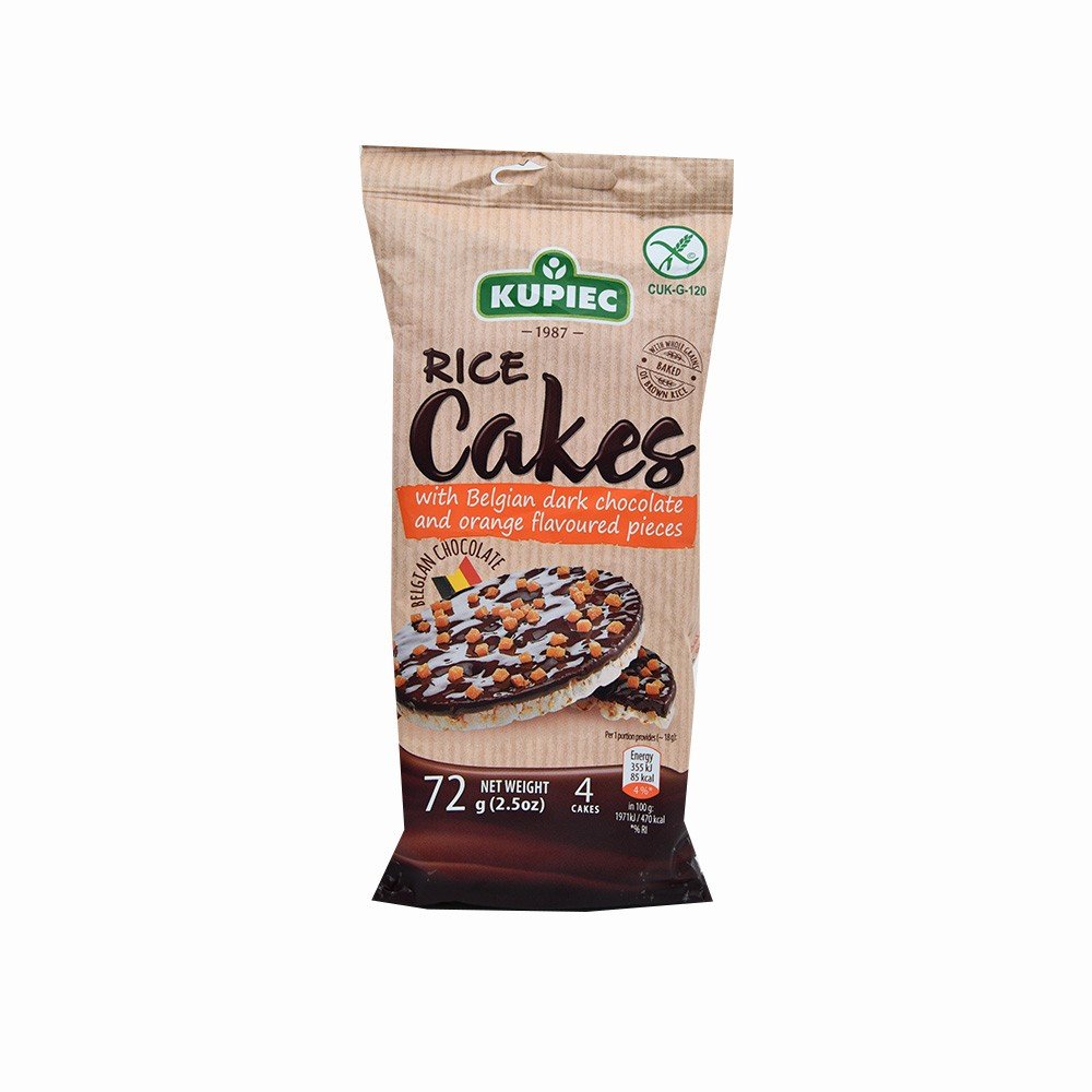 KUPIEC Rice Cakes With Belgian Dark Chocolate & Orange 72G