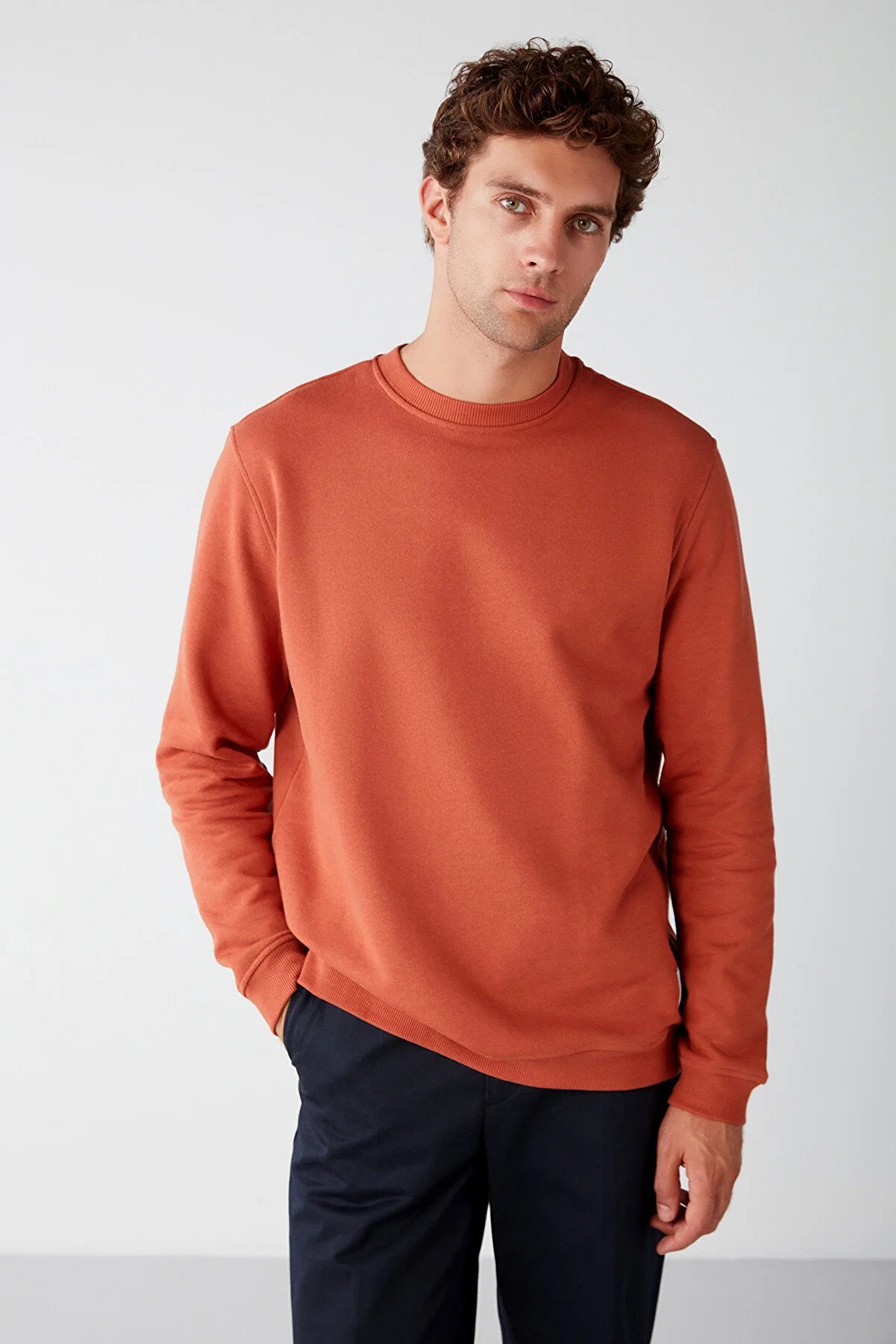 GRIMELANGE Travis Men's Soft Fabric Regular Fit Round Collar Sweatshirt