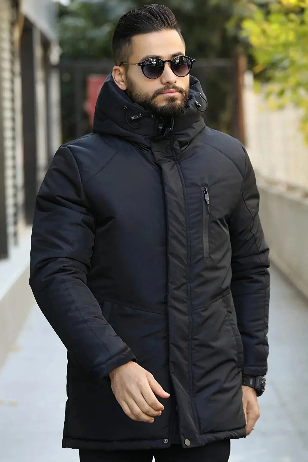 D1fference Men's Black Fleece Inside Water and Windproof Hooded Winter Coat & Co