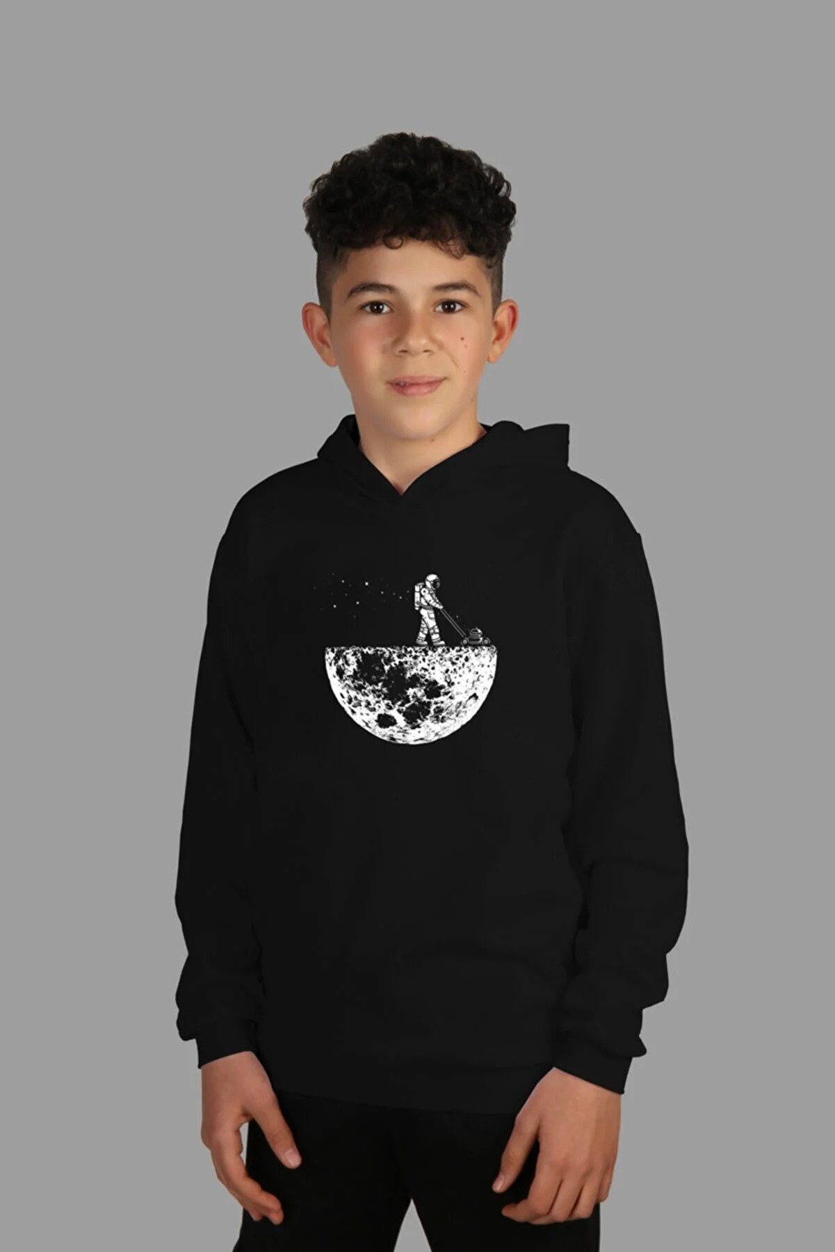 Raf Coll Kids Black Hooded Digital Printed Sweatshirt