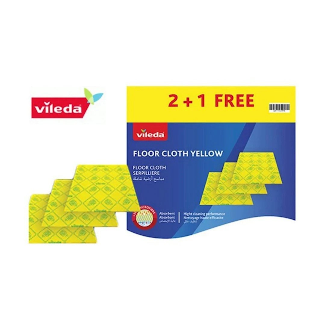 Vileda Floor Cloth Yellow Pack Of 2 +1 Free