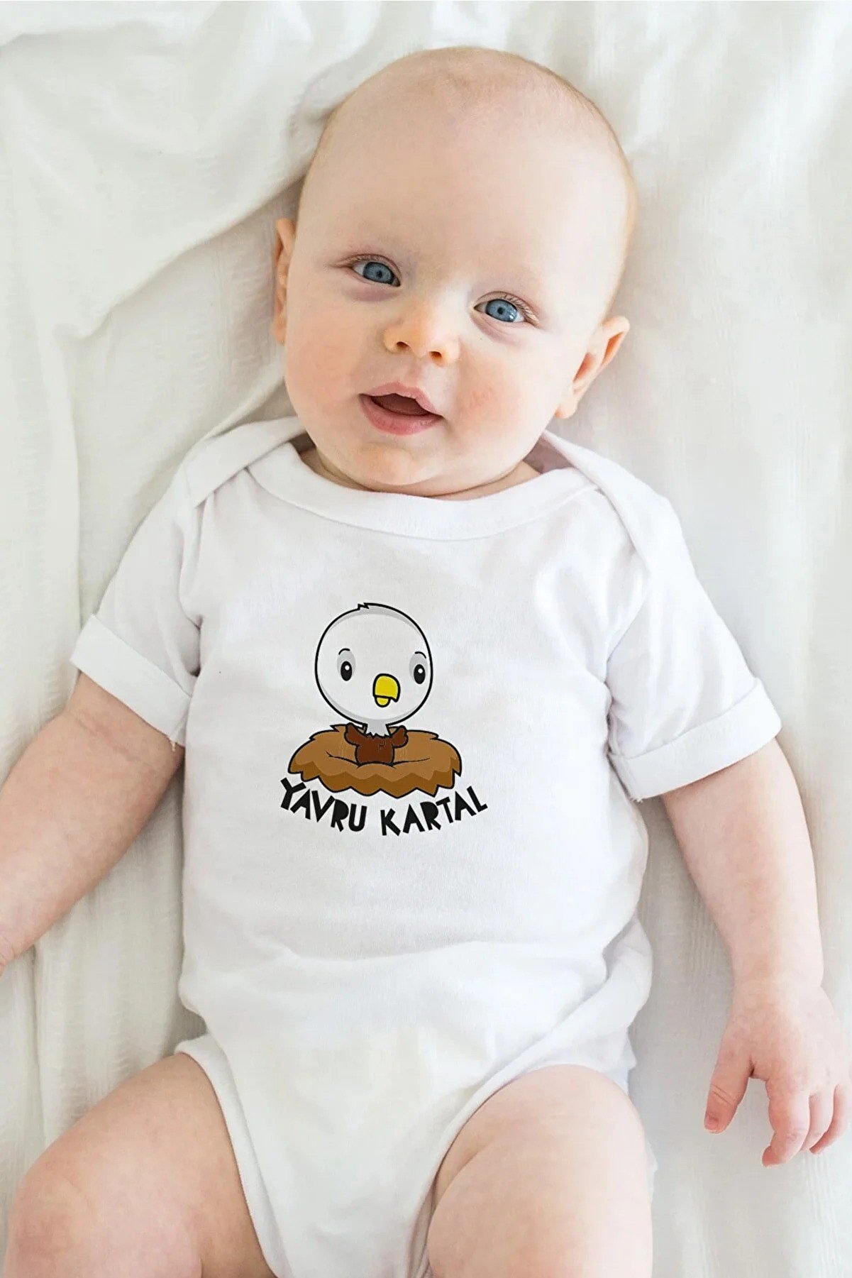 Little Bear Baby Eagle Beşiktaş Baby Bodysuit White Badi Zıbın Bottom with Snaps