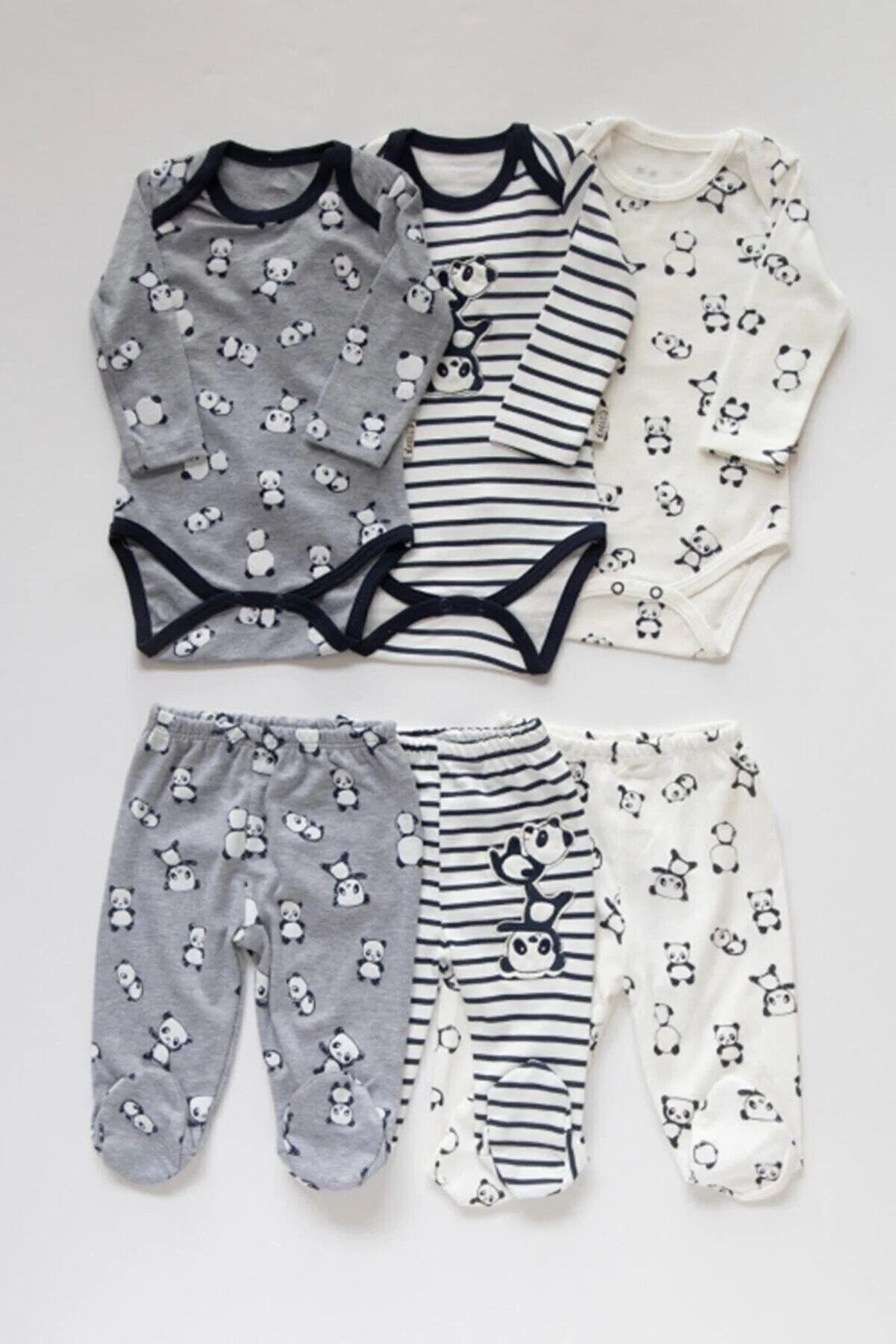 Panda Printed Baby Boy Snap Top and Bootie Bottom Three Piece Set