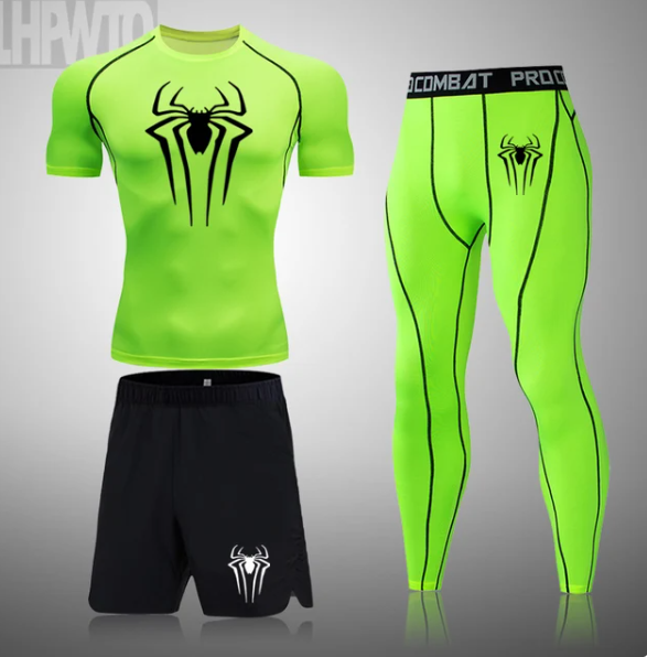 Superhero Compression Shirt Men Rashguard Fitness Short Sleeve Running Shirt Man