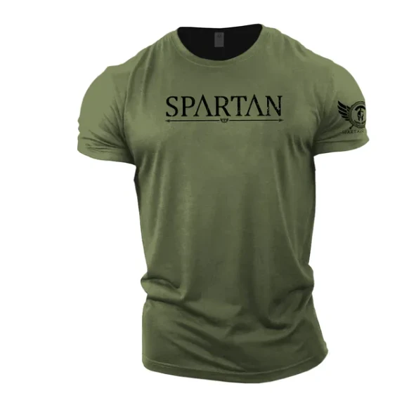 Summer Men's T-Shirt Short Sleeve Tops Spartan