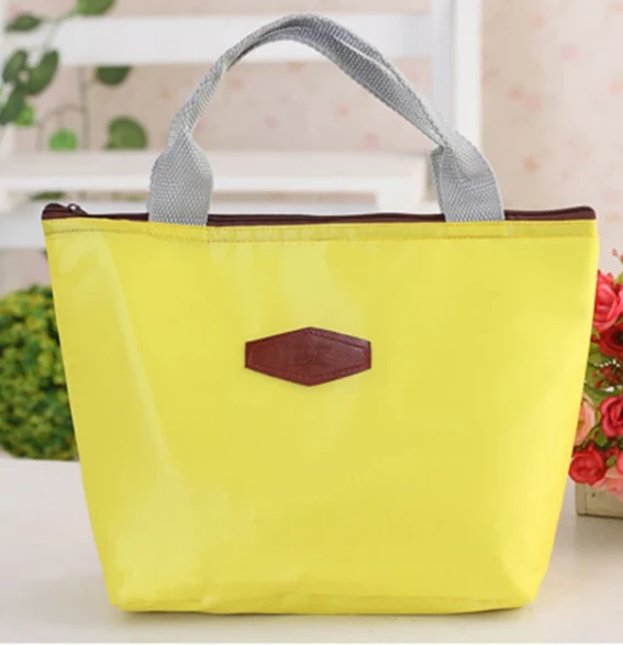 Camping Picnic Bag Lunch Bag Solid Color Portable Insulated Refrigerated Bag Col