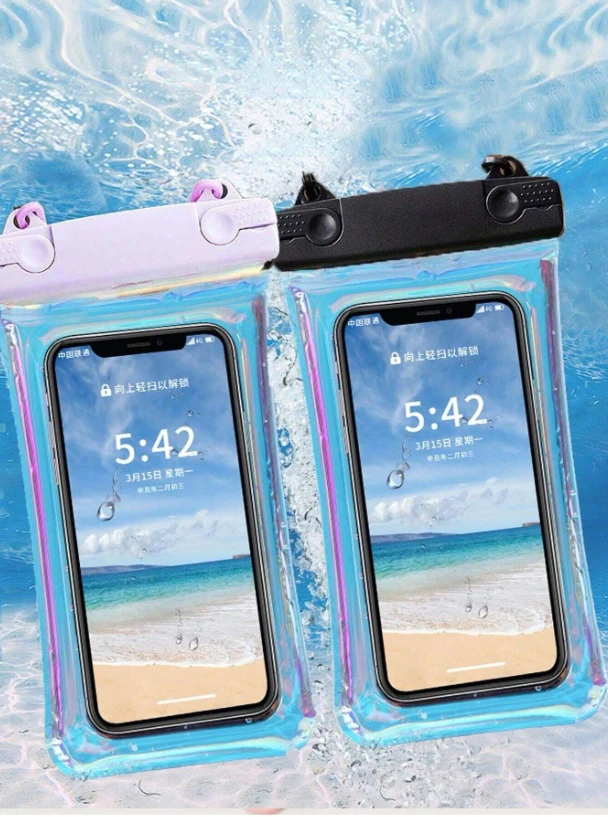 2pcs Waterproof Cell Phone Pouch Universal Mobile Phone Dry Bag With Neck Lanyar