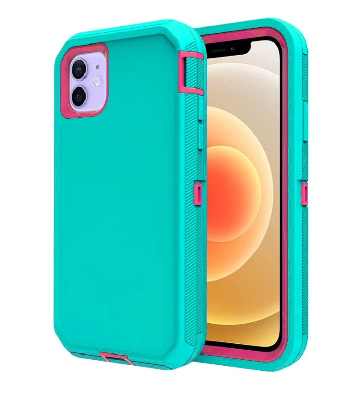 1 Pc Water Blue  Drop Protection, 3-Layer Phone Case, For iPhone