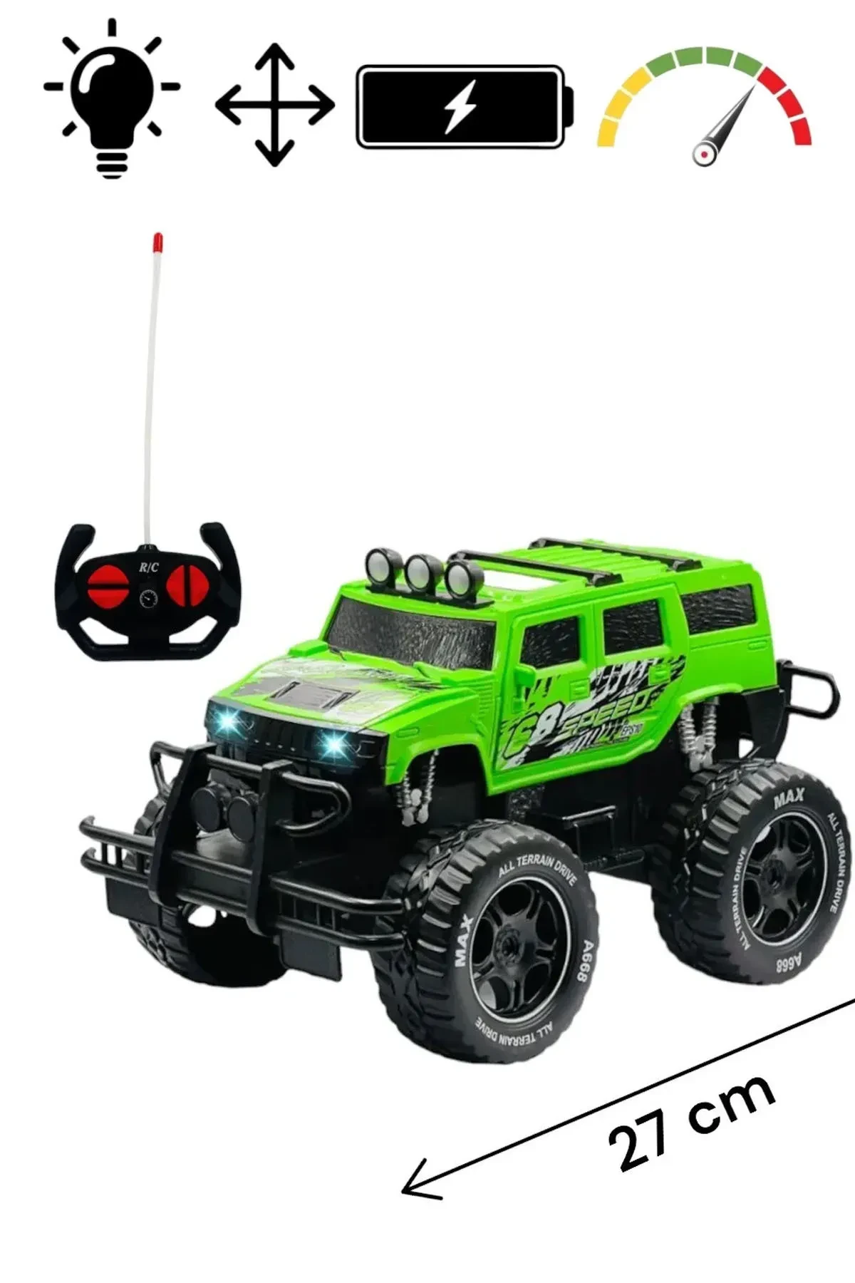 SAZE BIG SIZE 1:12 Remote Controlled Lighted Rechargeable OffRoad Car