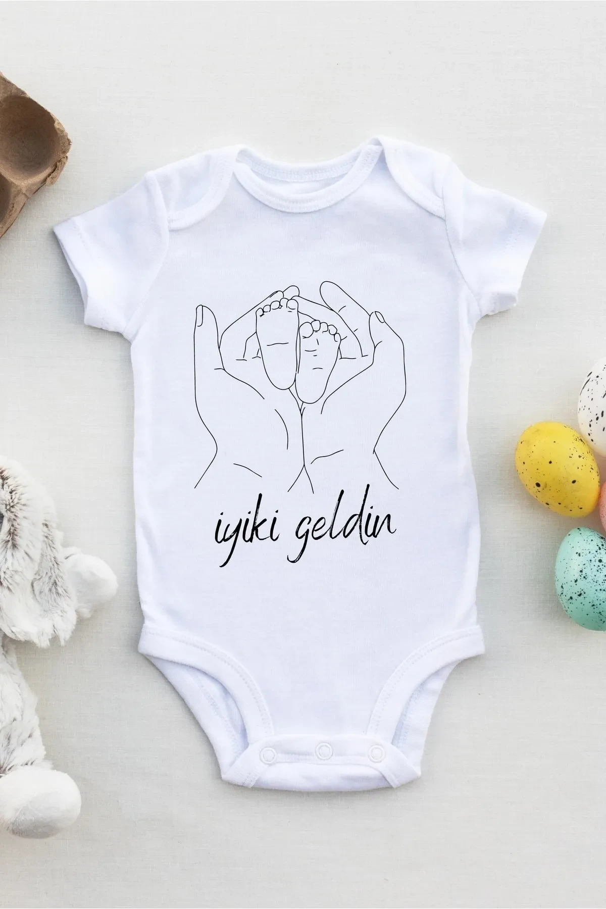 Glad You're Coming Back Printed Cotton White Baby Bodysuit